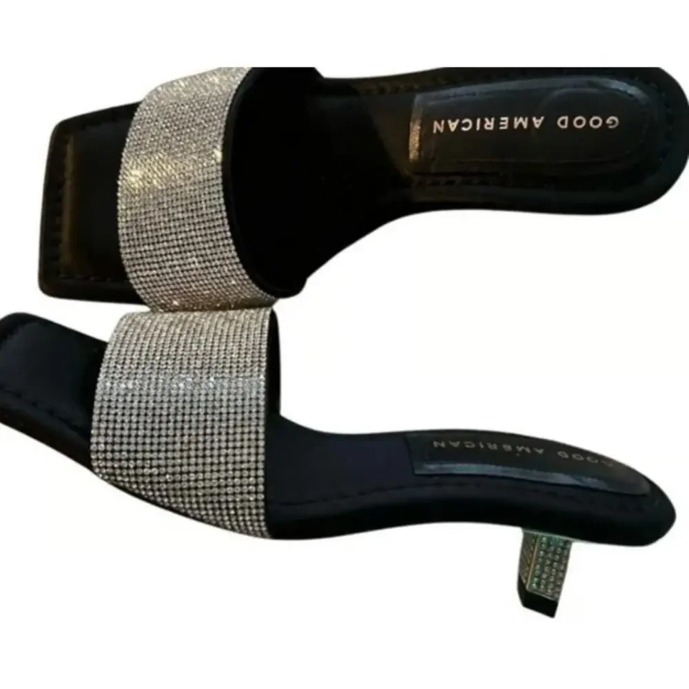 Good American black Diamond Kitten heel Sz 10.5